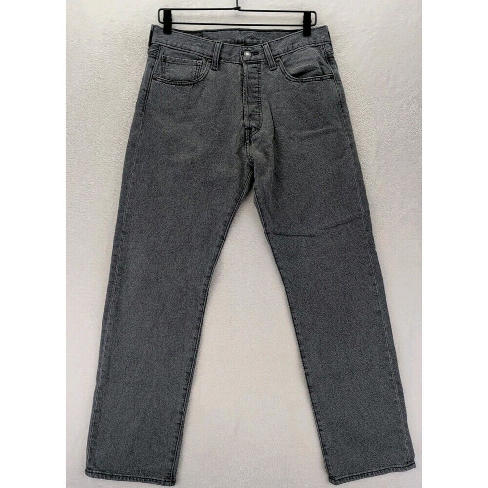 Levi's 501 Button Fly Red Tab Jeans Men's 31x30 Gray Wash Denim Cotton